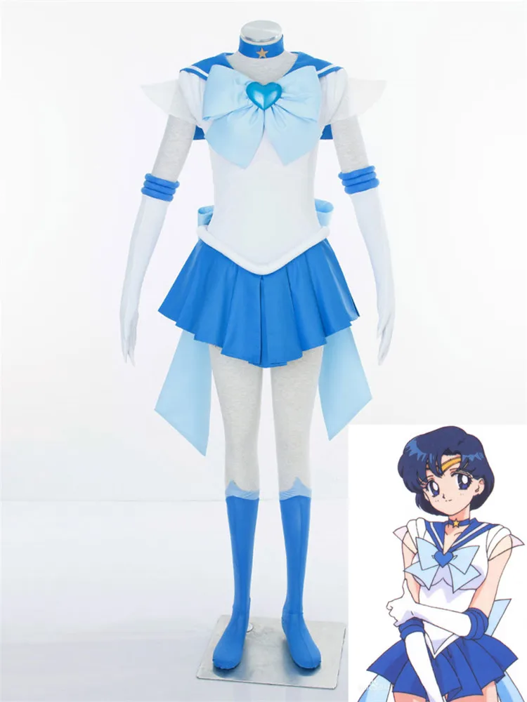Супер Сейлор Мун Amy Watano косплей костюм матроса Меркурий Combats Униформа на Хэллоуин
