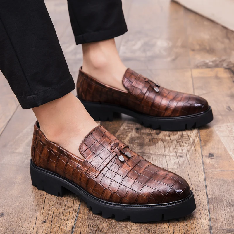 Модная мужская деловая модельная обувь увеличивающая рост на 4 см. Мужская