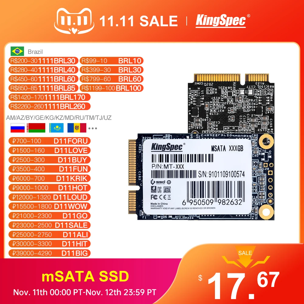 KingSpec mSATA SSD 128gb 256gb 512GB mSATA SSD 1TB 2TB HDD For computer 3x5cm Internal Solid State hard Drive for hp laptop