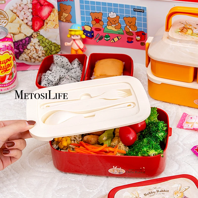 Двухслойный Ланч-бокс из полипропилена в японском стиле подходит для детей и