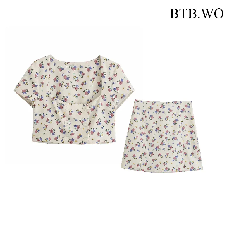 

BTB.WO Za Fashion Summer Women Chic Fashion Cotton Hemp Short Sleeve Slim Top And High Waist Shorts Woman 2 Pieces Set