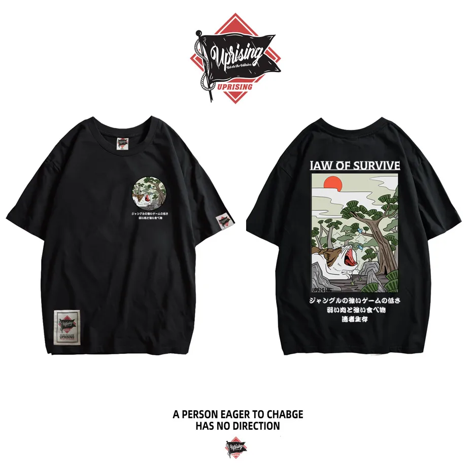 Футболка мужская с японской вышивкой модная тенниска 3d в стиле Харадзюку