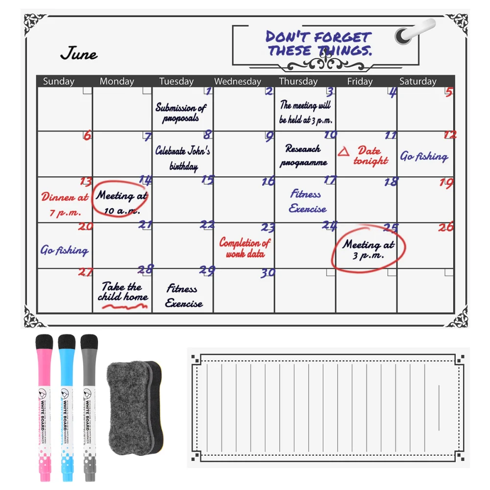 

STOBOK Magnetic Dry Erase Calendar and Magnetic Shopping List Set Reusable Monthly Planner Whiteboard Ideal for Meal Planning Da
