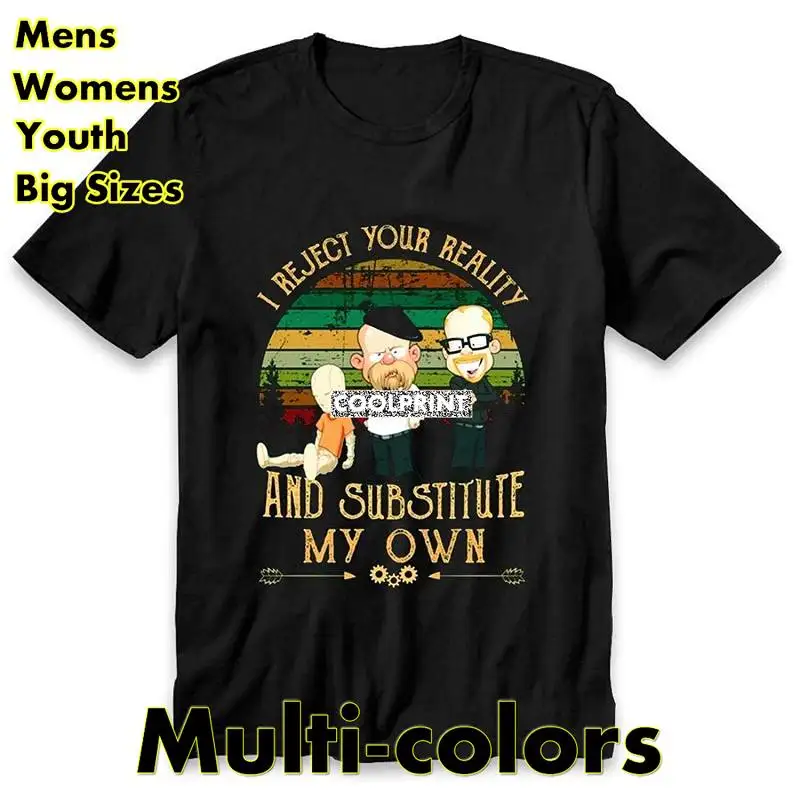 

Я отклоняю вашу реальность и заменяю свою собственную футболку, черные футболки DMN, мужские Модные Оригинальные футболки оверсайз с графиче...