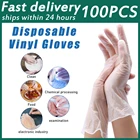 100 шт. одноразовые виниловые перчатки для осмотра, уборки еды, готовки, ресторана, кухни, работы, прозрачные защитные перчатки из ПВХ, утолщенные