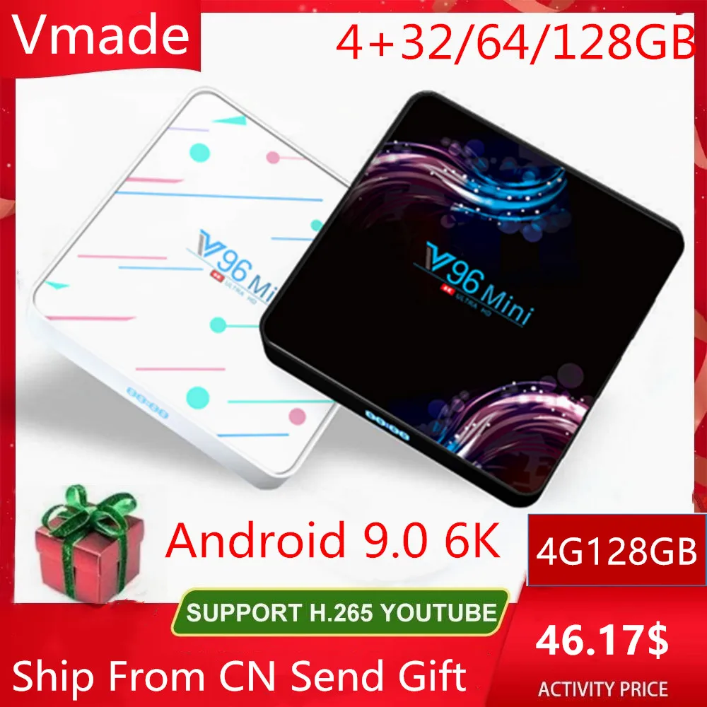 V96Mini Smart TV Box Android 9.0 Youtube 4G 32GB 64GB Allwinner H6 Quad Core 2.4Ghz WiFi Ultra HD 6K Google Play Media Player