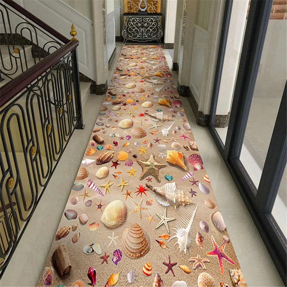 Длинный ковер для гостиной коридора двери 3D с камнями и цветочным принтом Мягкий
