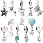 Женские серебряные Очаровательные Подвески, морская лошадь, попугай, морская звезда, единорог, животные, подходят для оригинальных очаровательных браслетов, ювелирные изделия