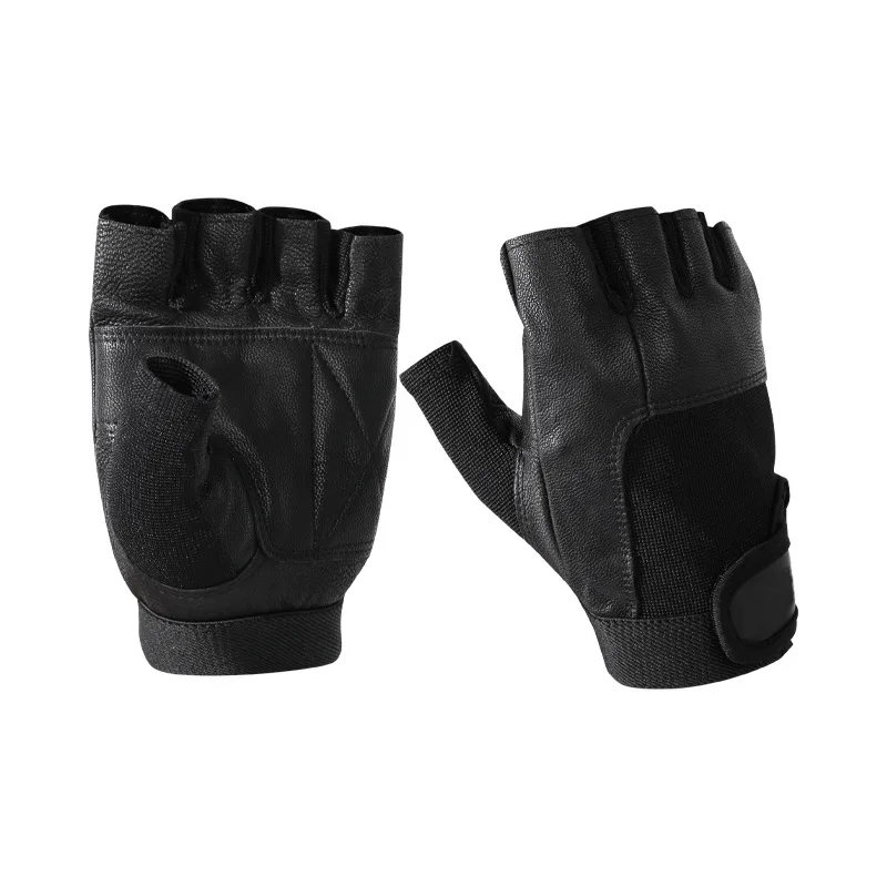 

Sheepskin fitness weightlifting half-finger gloves men and women training dumbbells exercise non-slip sports cycling gloves