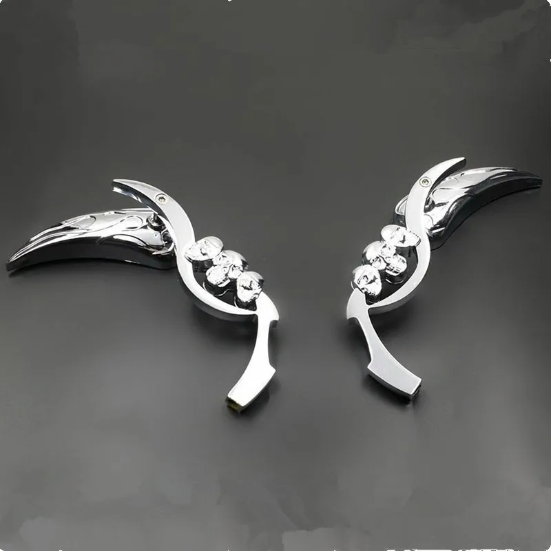 Черные/хромированные мотоциклетные универсальные боковые зеркала заднего вида