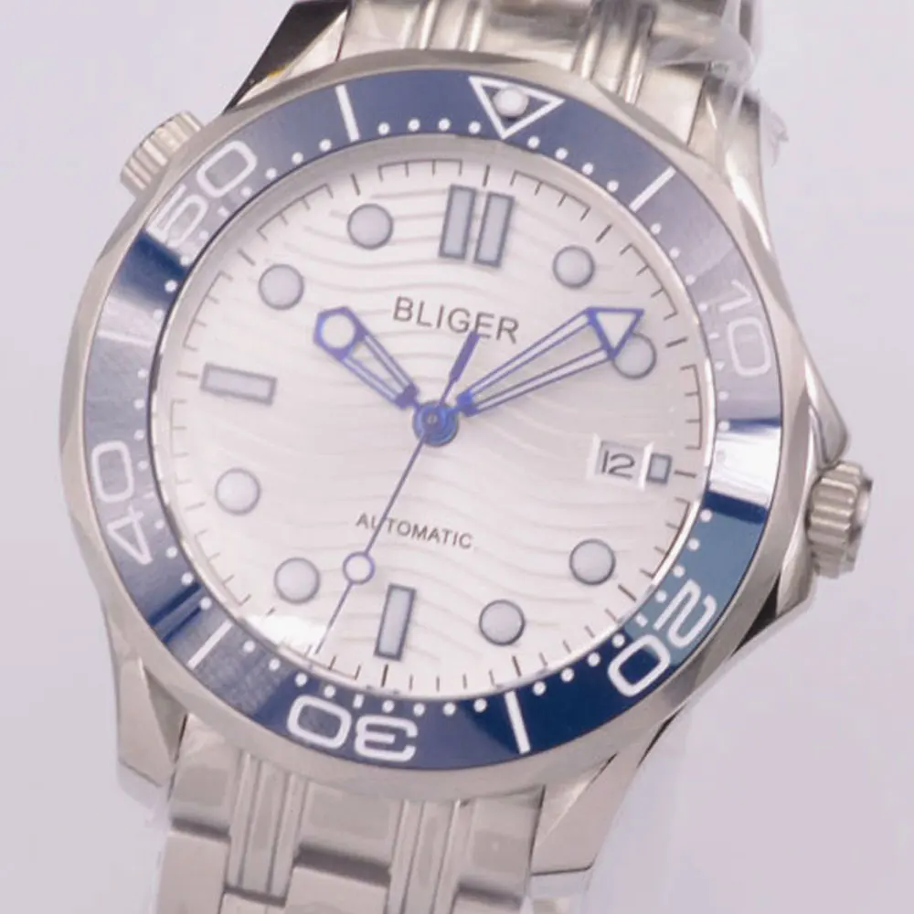 Мужские часы с сапфировым стеклом Bliger модные повседневные автоматические