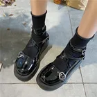 Туфли в японском стиле Лолиты; Туфли Мэри Джейн; Симпатичные милые туфли с круглым головная платформа для студенток; Милые туфли на высоком каблуке для косплея