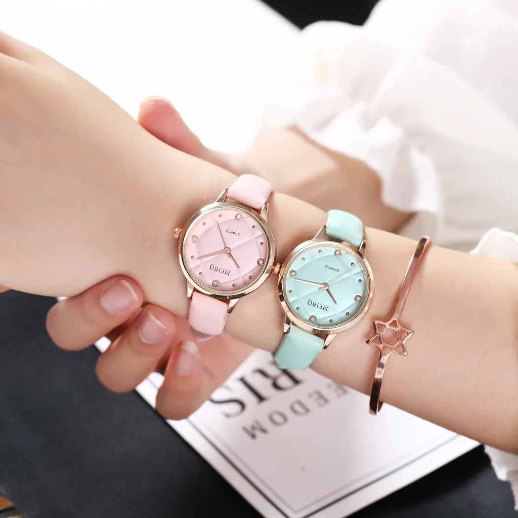 Лидер продаж модные женские часы кожаные простые для девушек Reloj Mujer|Женские