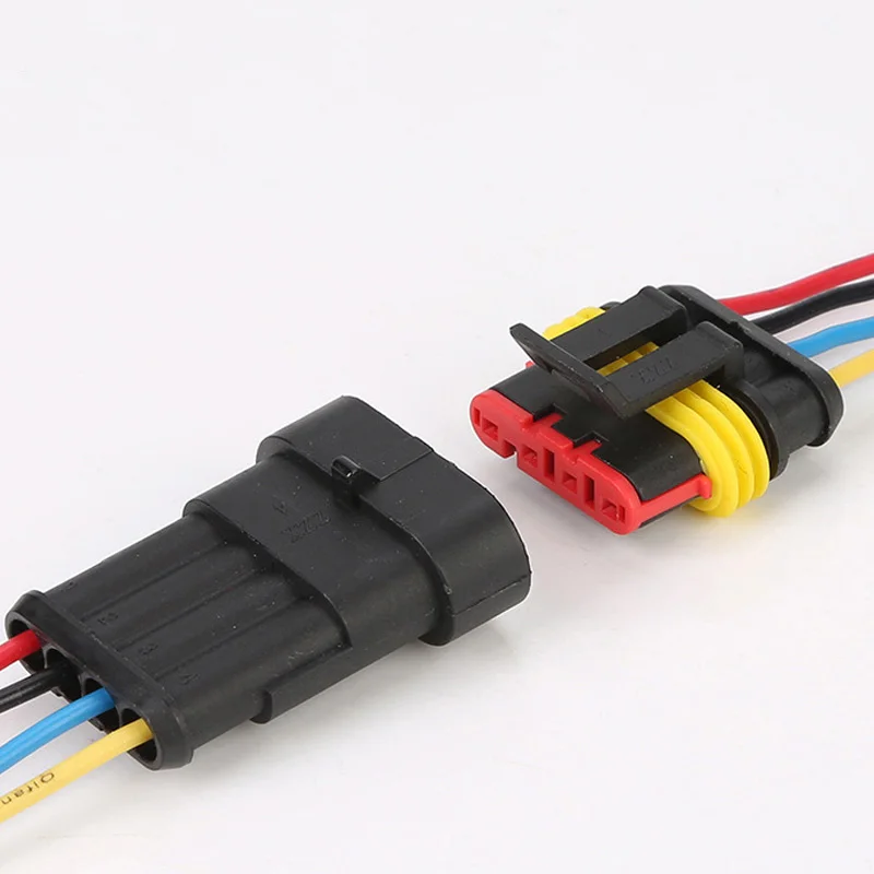 

Car Waterproof Electrical Plug Connector 18AWG With 10CM Wire Terminal 4 Pin HID