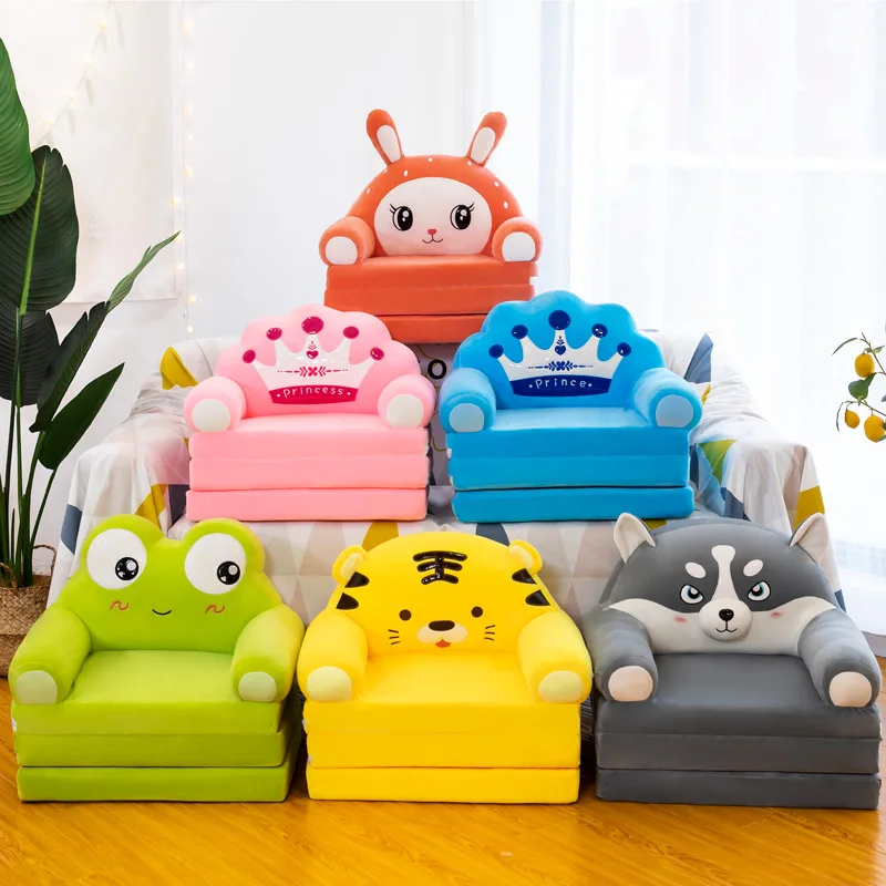

Three-layer Folding Kid Sofa Bed Nap Fashion Cartoon Crown Seat Cute Baby Stool Kindergarten Cushion Lazy Sofa Child Chair