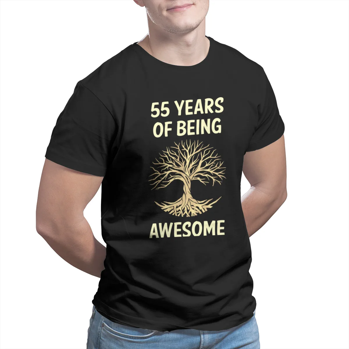 

Tree Of Life 55 Years Of Being Awesome Funny Punk Sleeve Streetwear Top quality Cool Mens Clothes 27658