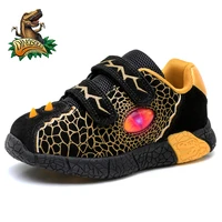 dinoskulls kids autumn winter shoes boys led glowing sneakers warm cowhide 2021 fashion toddler children outdoor running shoes
