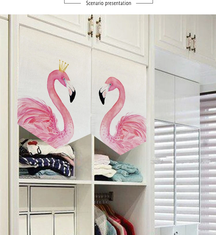 Современная льняная занавеска Dreampatar с принтом фламинго декоративная Короткая