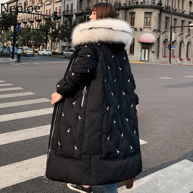 Neploe Bf Abrigos Mujer Inverno Толстое Зимнее пальто для женщин темперамент макси свободные тонкие вышитые Casaco Feminino 46374