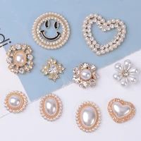 5 pcs heart smiley pearl alloy plate diamond button jewelry scarf for hair accessories sewing decorative clothing coat buttons