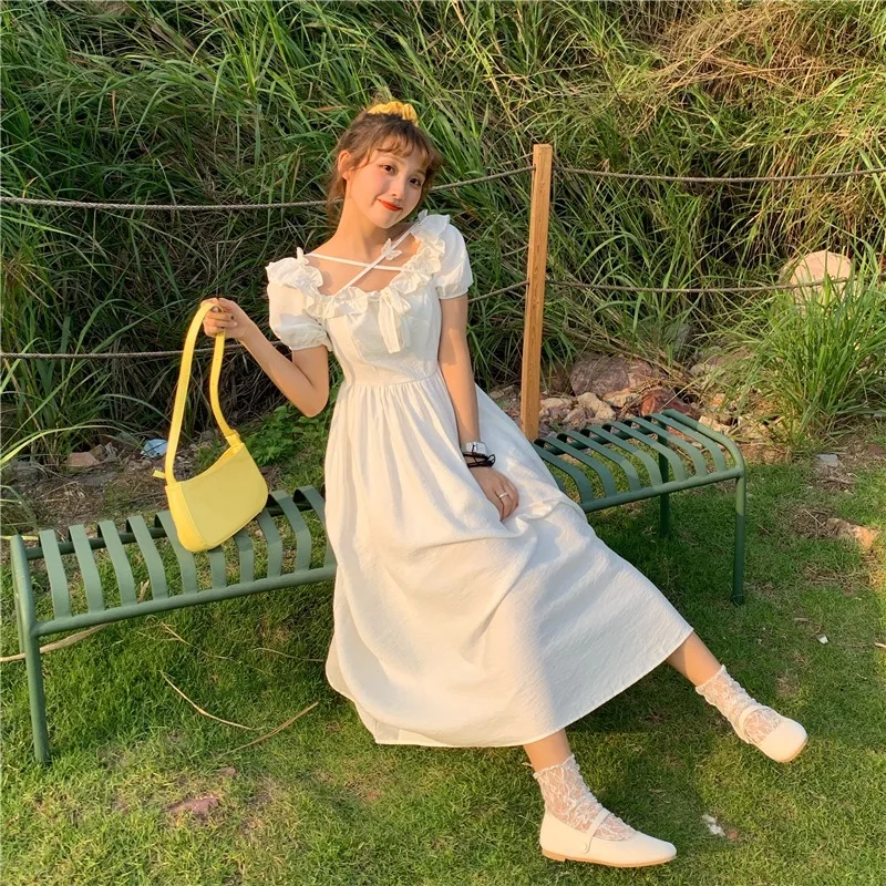 

B will firm offers falbala butterfly bandages long dress