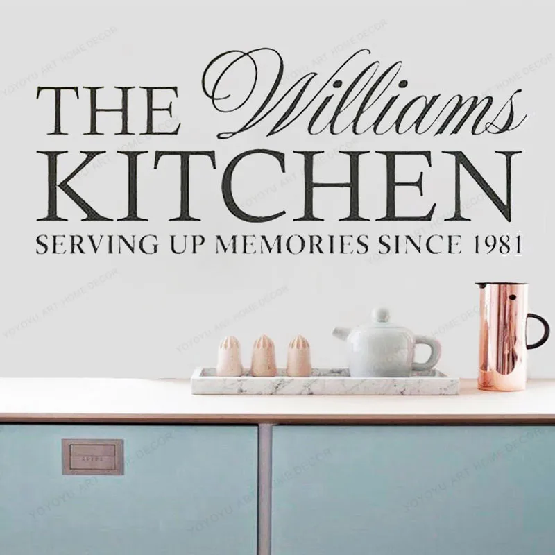 

personalized Family Kitchen Wall Sticker vinyl kitchen wall decal removable wall art mural HJ902
