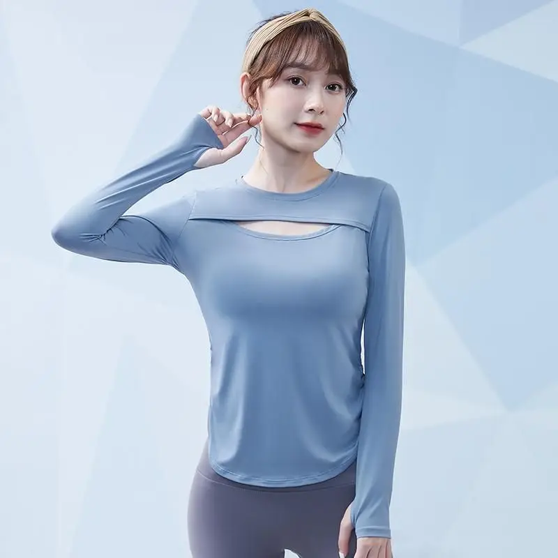 

Women's T-Shirt Long-Sleeved Yoga Clothes Autumn New Training Professional Tights Running Sports Breathable Fitness Wear Tops
