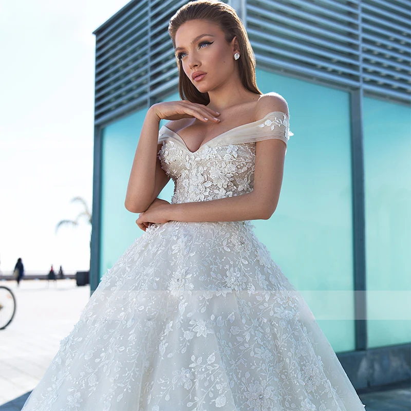 

BAZIIINGAAA Simple Wedding Dress Lace Little Beading Strapless Dress Luxury Wedding Gowns Bridal Can Be Washed Bride Dresses
