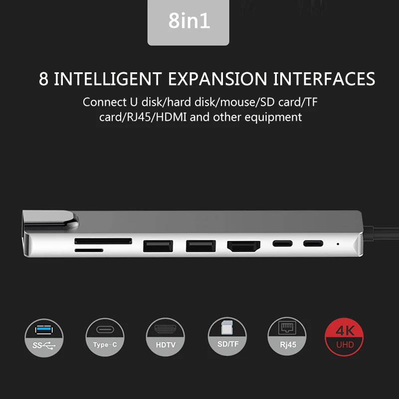 Док-станция для ноутбука 4K 60 Гц USB C RJ45 PD HDMI