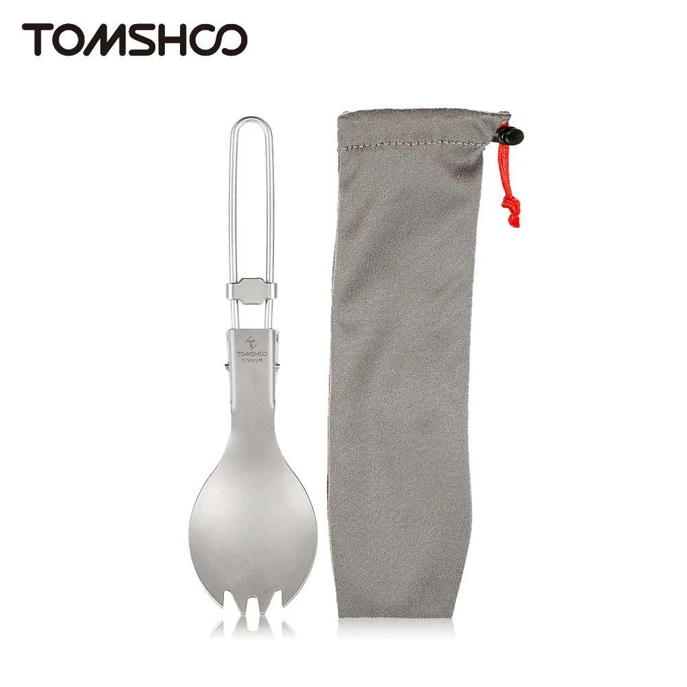 

Tomshoo Titanium Складная ложка-вилка товары для кемпинга на открытом воздухе для пешего туризма, пешего туризма, столовые приборы