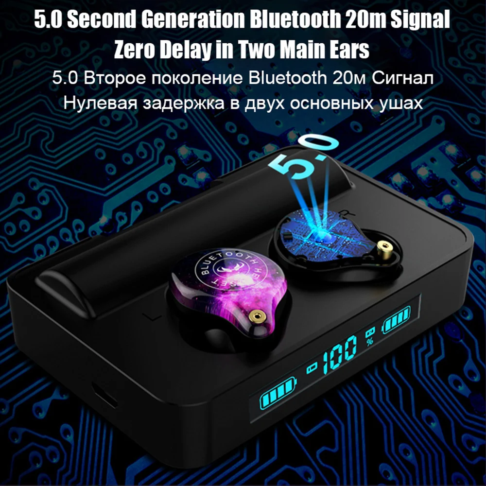 Беспроводной Bluetooth наушники с 3600 мАч зарядный чехол Водонепроницаемый сенсорный