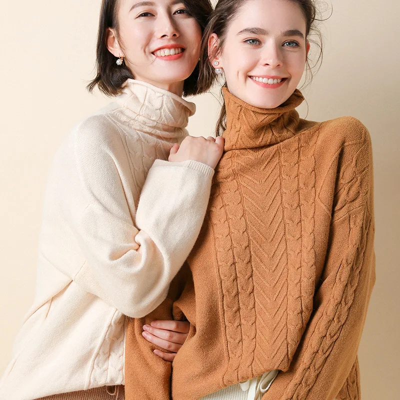 

Knitted 2023 Turtleneck And Long Sleeve Women Sweater Autumn Pullovers Tricot Pull Femme