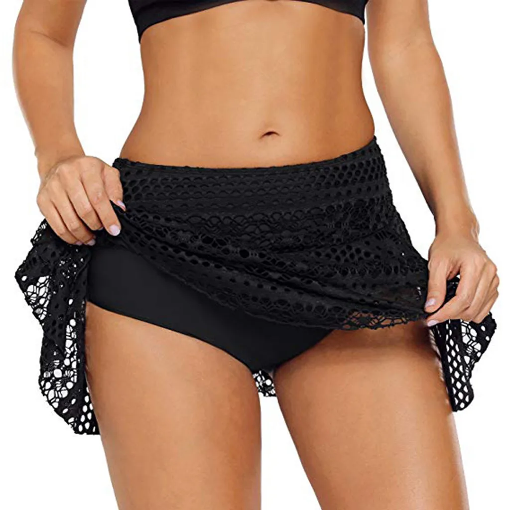 

Plus size Trunks Women's Lace Crochet Skirted Bikini Bottom Summer Swimsuit Short Skort Swim Skirt Bathing Suits maillot de bain