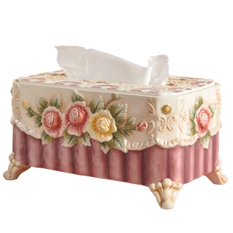 

European ceramic tissue box Universal Luxury Paper Rack dining table Accessories Home Office Car Tissue storage box
