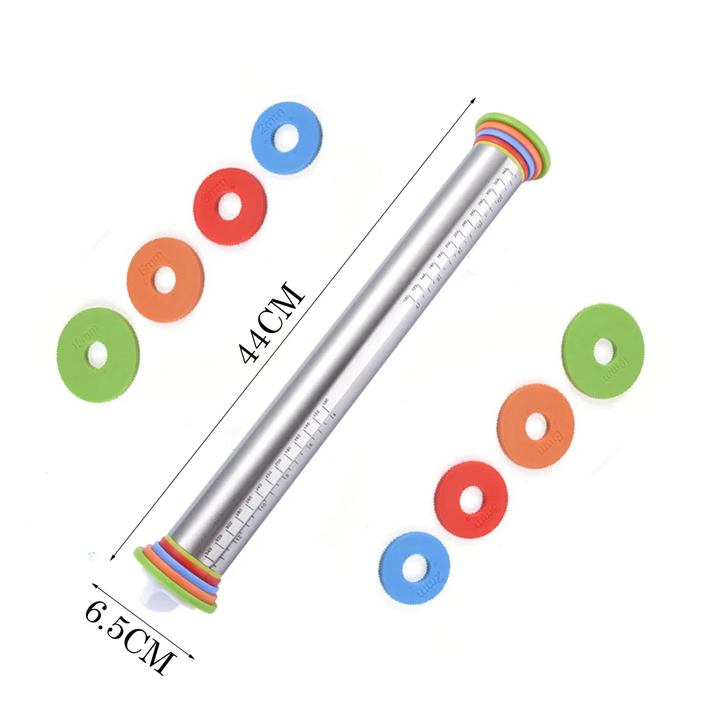 Скалка и разделочная доска из нержавеющей стали с 4 съемными кольцами