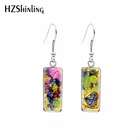 Новинка 2021, фиолетовые прямоугольные серьги в виде винограда, летние серьги-Крючки с масляной живописью, стеклянный кабошон, ювелирные изделия ручной работы