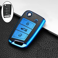 2020 leathertpu car smart key cover full case bag for volkswagen vw golf 7 mk7 skoda octavia a7 keychain auto part accessories