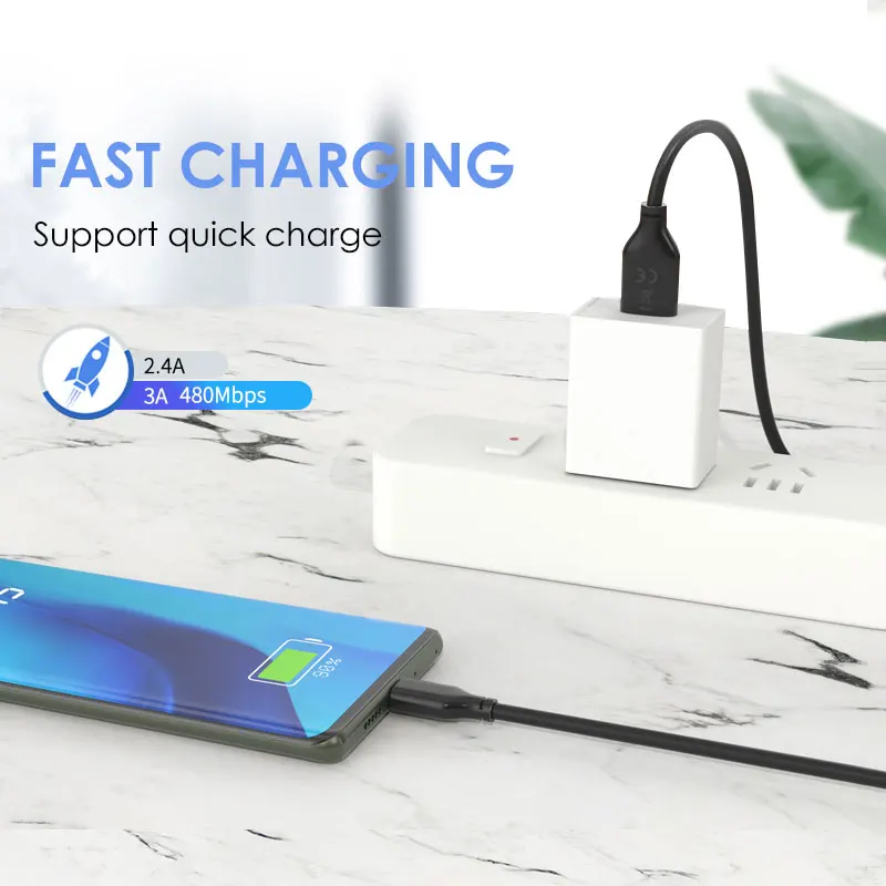 Кабель USB Type C/USB A Cabletime для быстрой зарядки 2.4A|Кабели мобильных телефонов| |