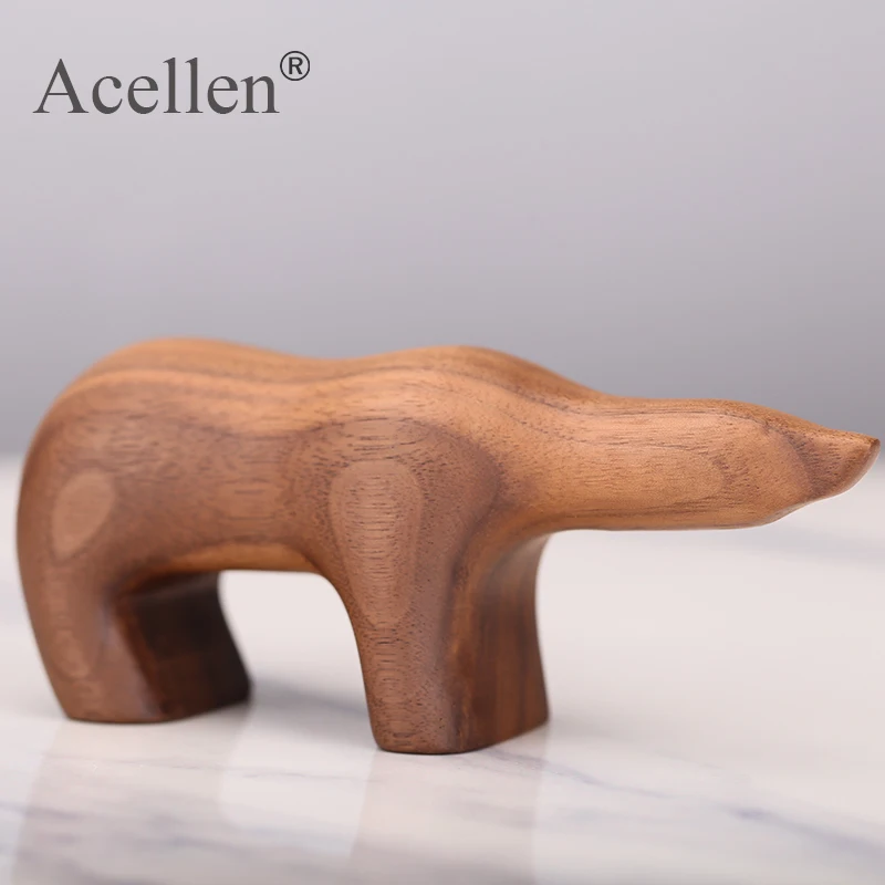 Модель деревянного полярного медведя аксессуары для домашнего декора фигурки