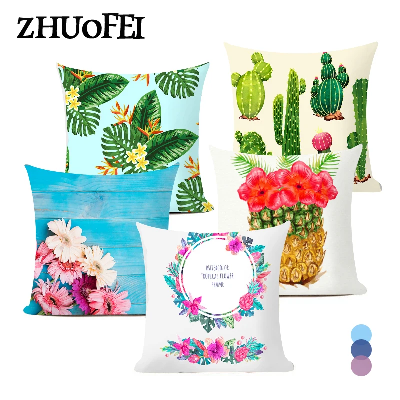 

Wholesales Pillow Case 45x45cm Cartoons Pineapple Fruit Green Leaf Tropical Palm Cactus Home decorative Cushion Cover C0028