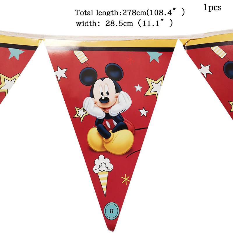 Pennant-1pcs С Микки Маусом Мышь вечерние украшения дети были счастливы День рождения украшения Baby Shower вечерние принадлежности для детский праздничный костюм, комплект - Цвет: Pennant-1pcs