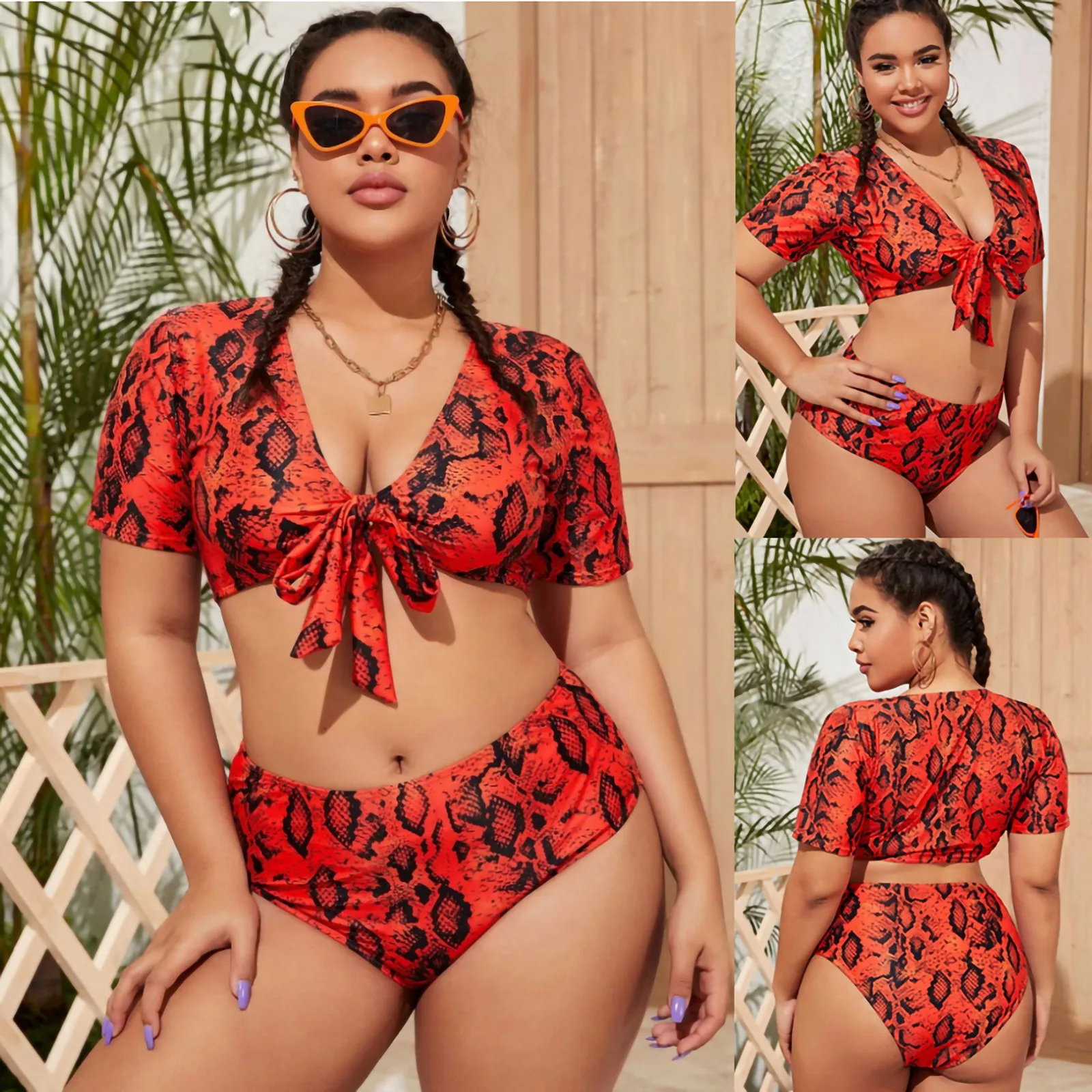 

Women's Plus Size Split Type Ruched Tummy Control Bathing Suit Swimwear Bikini women swimsuit bikini set push up swimsuit 2021