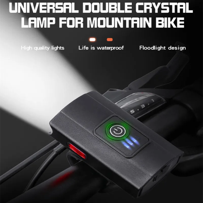 

Bicycle Light 1200mah Double T6 Bright Bike Lights 350lm LED USB Rechargeable Flashlight Waterproof Lamp Riding Accessories