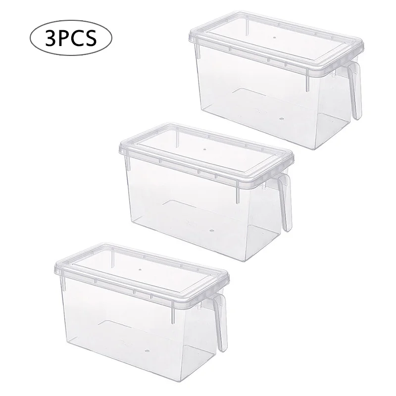 3pcs 4.7L Кухня ящик для хранения с крышкой и ручкой фрукты овощи запечатанной коробке Домашний Органайзер Еда контейнер-холодильник для хранения Коробки - Цвет: 3pcs