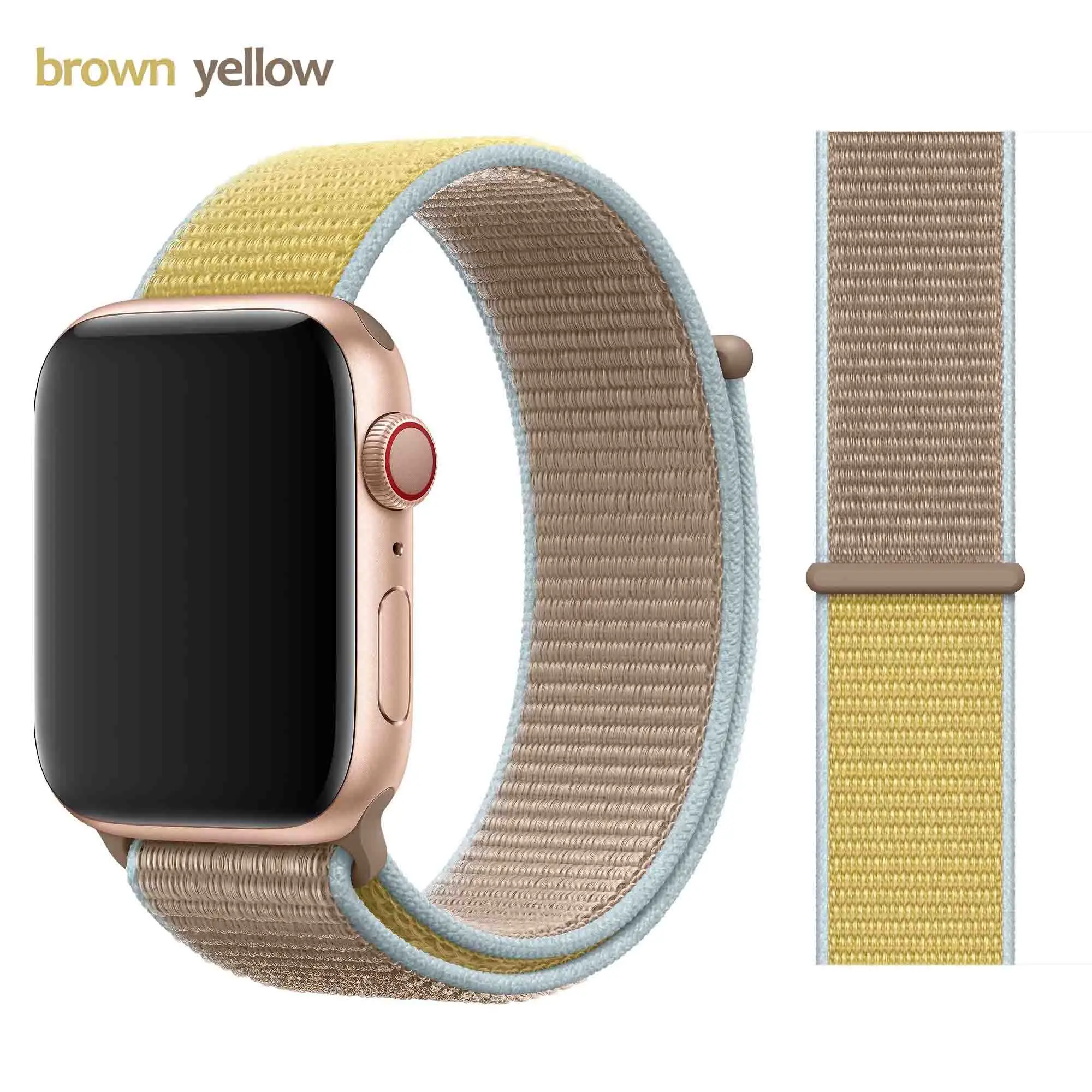 Дышащая повязка для apple Watch Series 4 3/2/1 полосы 38 мм 42 мм нейлоновая мягкая сменная Спортивная петля для iwatch 4 3 2 1 40 мм 44 мм - Цвет ремешка: brown yellow