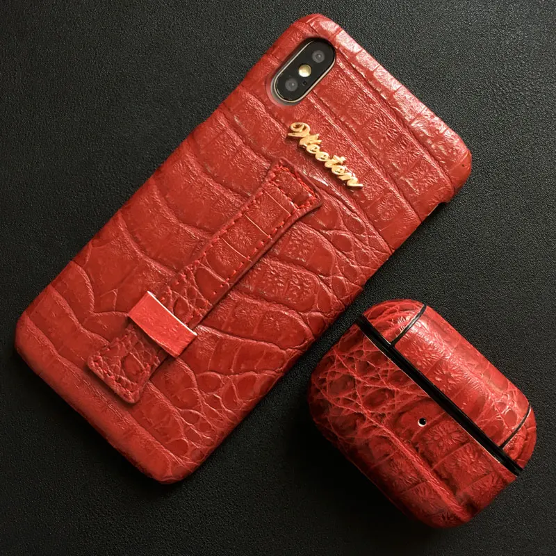 1 Set AirpodsPro Red Чехол из крокодиловой кожи PU на запястье для iPhone 11 Pro Max XS 7 8 6 6S Plus X XR Жесткий Чехол для наушников для Airpods Pro - Цвет: 1 Set AirpodsPro Red