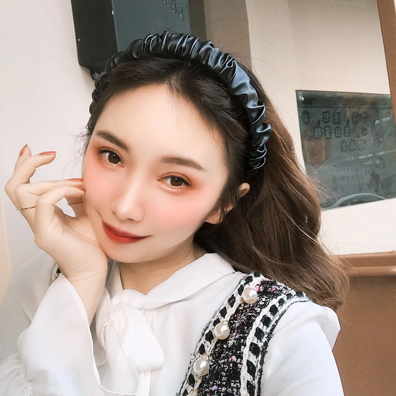 Женский ободок из искусственной кожи Levao в стиле ретро с рюшами аксессуар для