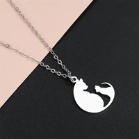 2021 new fashion women mom and baby cat pendants choker necklace fashion party animal pet lovers charm necklace jewelry