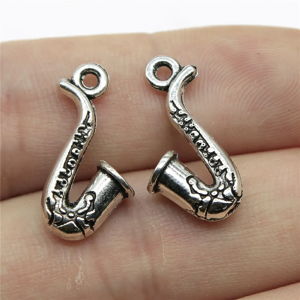 

10pcs Charms Saxophone Antique Silver Color 22x11mm Metal Alloy Jewelry DIY Accessories