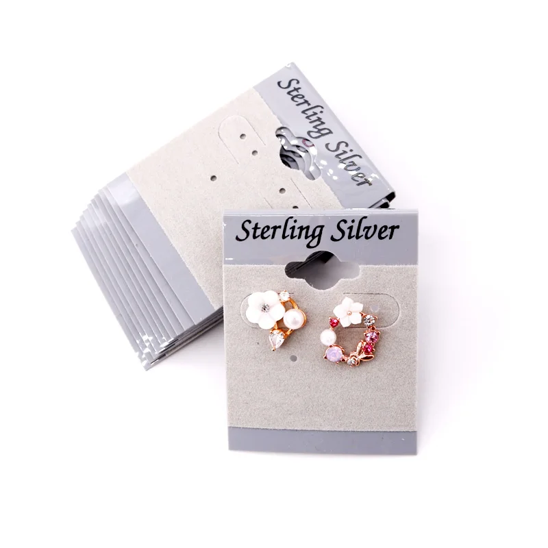 100 шт/партия 4x5 см Новая мода серый пластик с Серым бархатом Красивая серьга в ухо